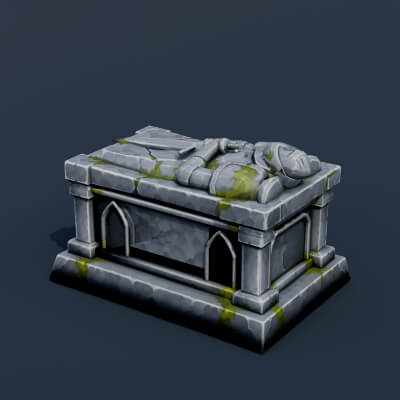 Stylized Low Poly Stone Sarcophagus