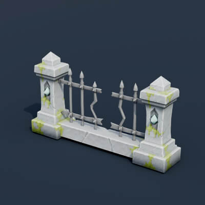 Stylized Low Poly Straight Wrought Iron Fence