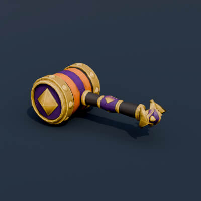 Stylized Low Poly Striped Carnival Mallet