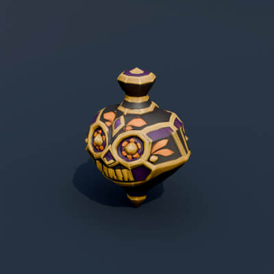 Stylized Low Poly Sugar Skull Spinning Top