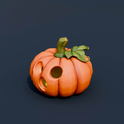 Stylized Low Poly Surprised Jack O Lantern
