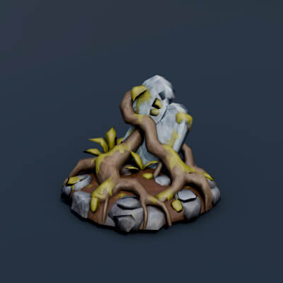 Stylized Low Poly Thorn Bush