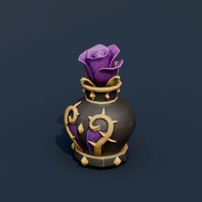 Stylized Low Poly Thorned Rose Vase