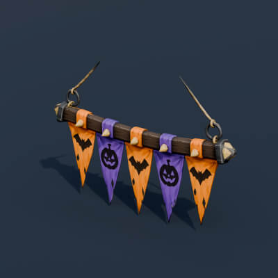 Stylized Low Poly Torn Halloween Banner