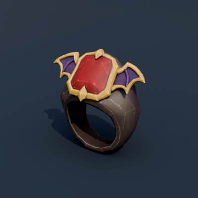 Stylized Low Poly Vampire Signet Ring