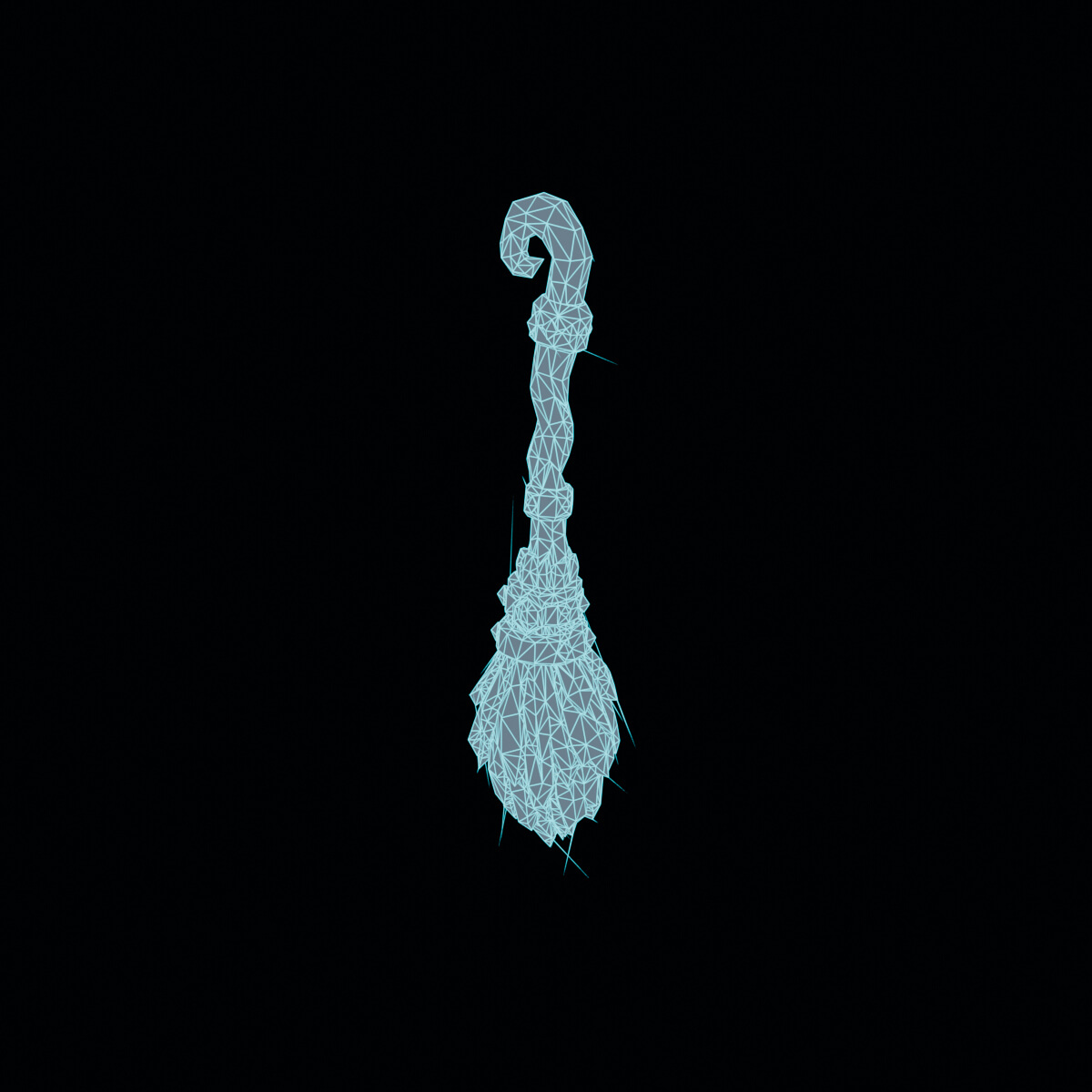 Stylized Low Poly Witch Broom 3D Model