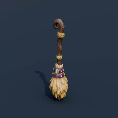 Stylized Low Poly Witch Broom