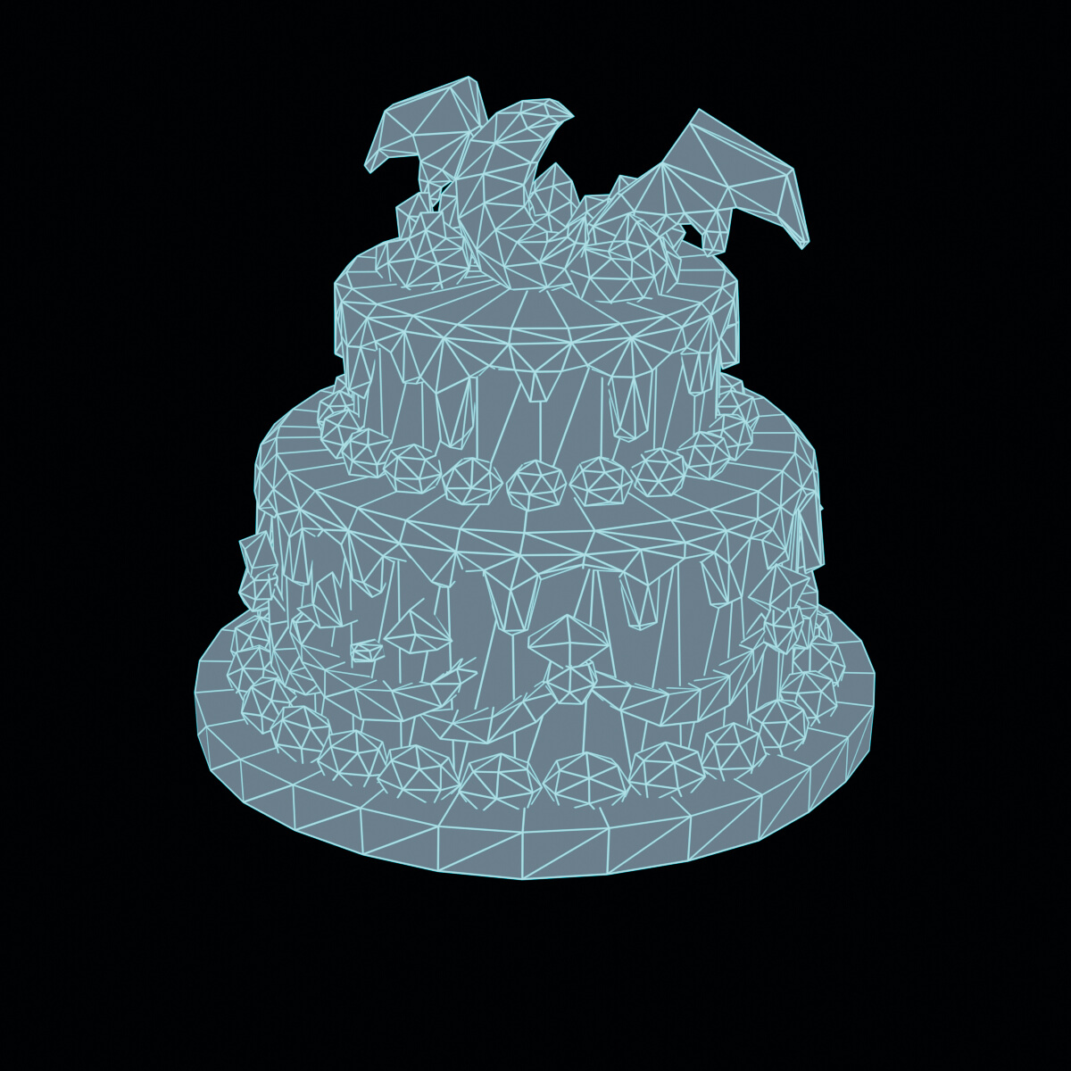 Stylized Low Poly Witch Midnight Halloween Cake 3D Model