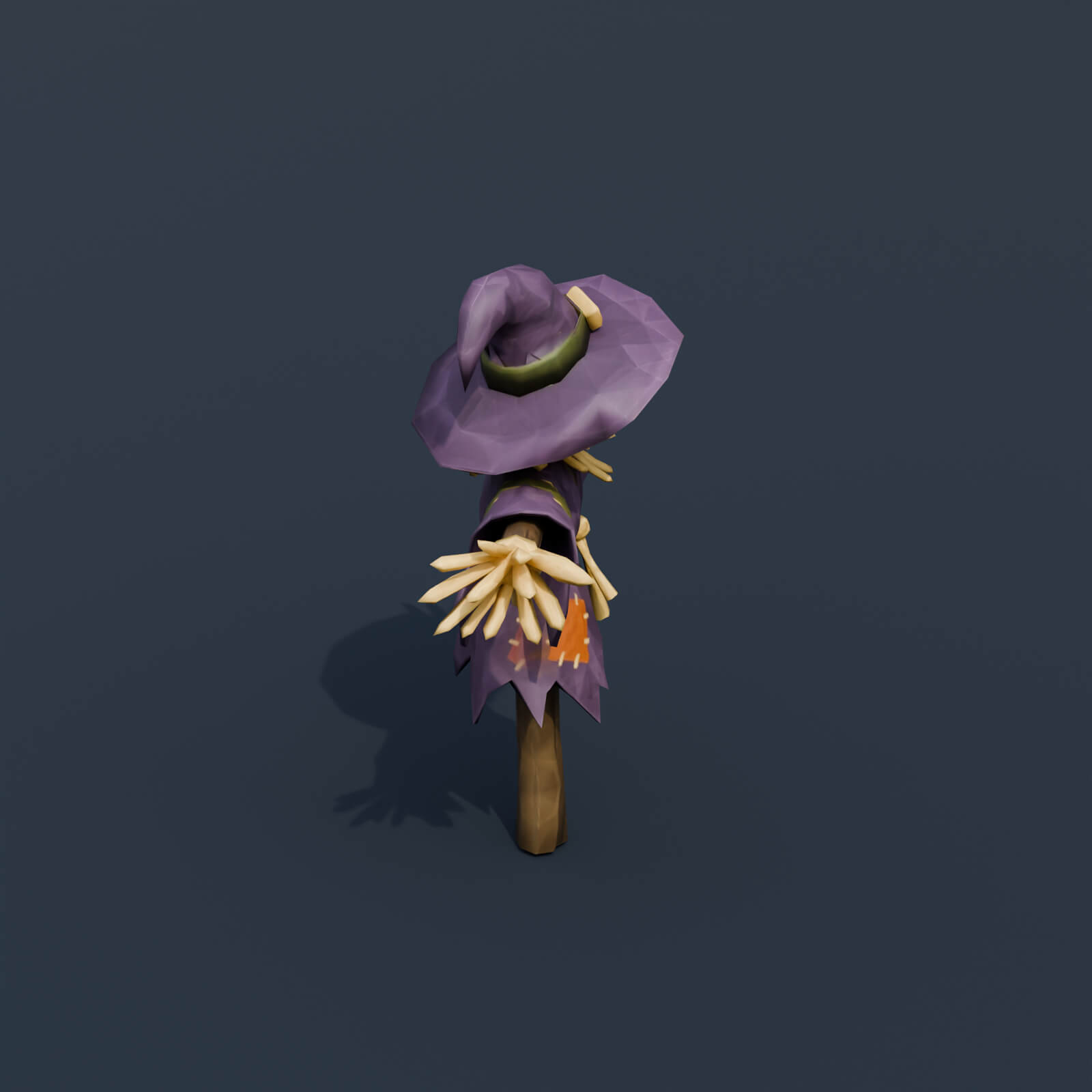 Stylized Low Poly Witch Scarecrow 3D Model