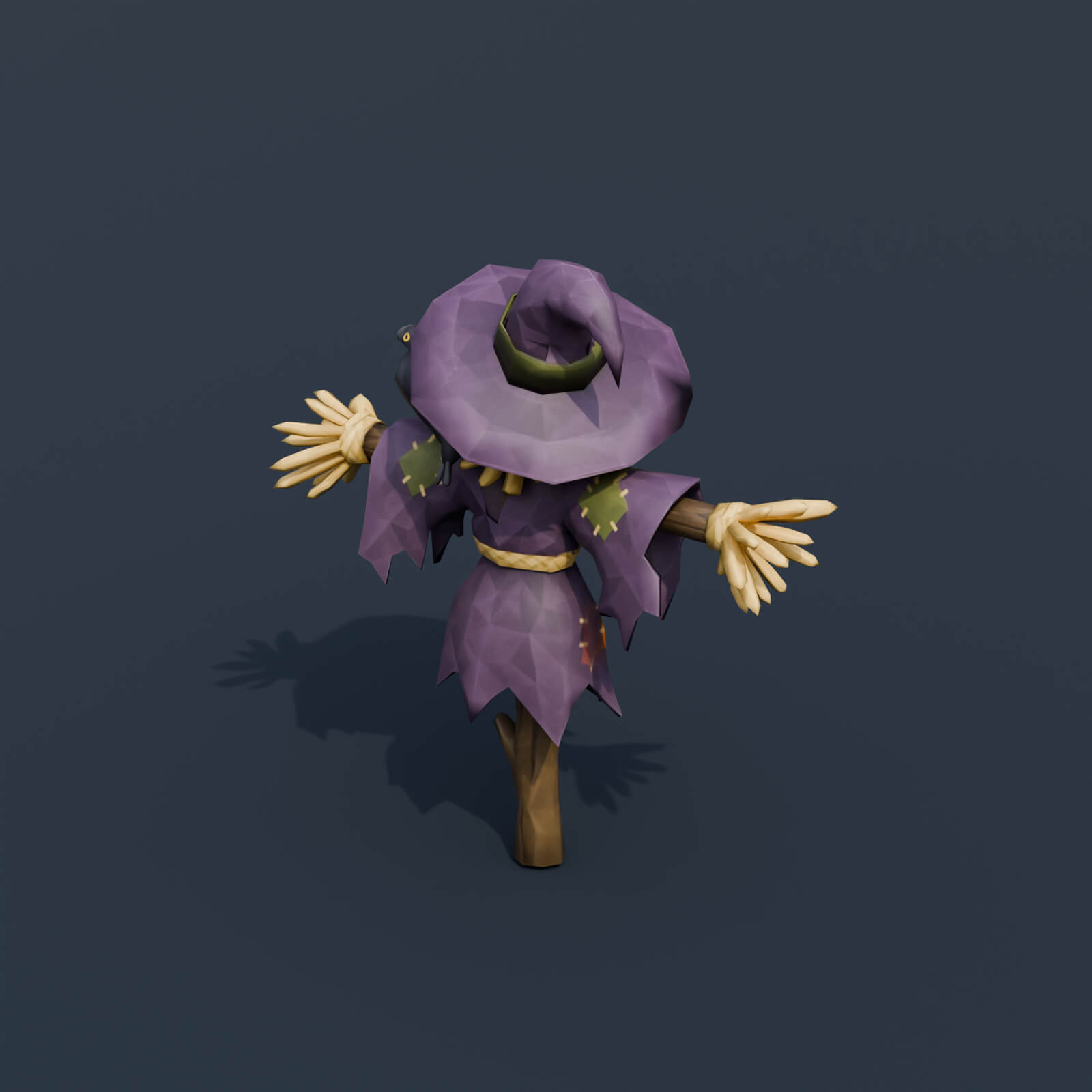 Stylized Low Poly Witch Scarecrow 3D Model