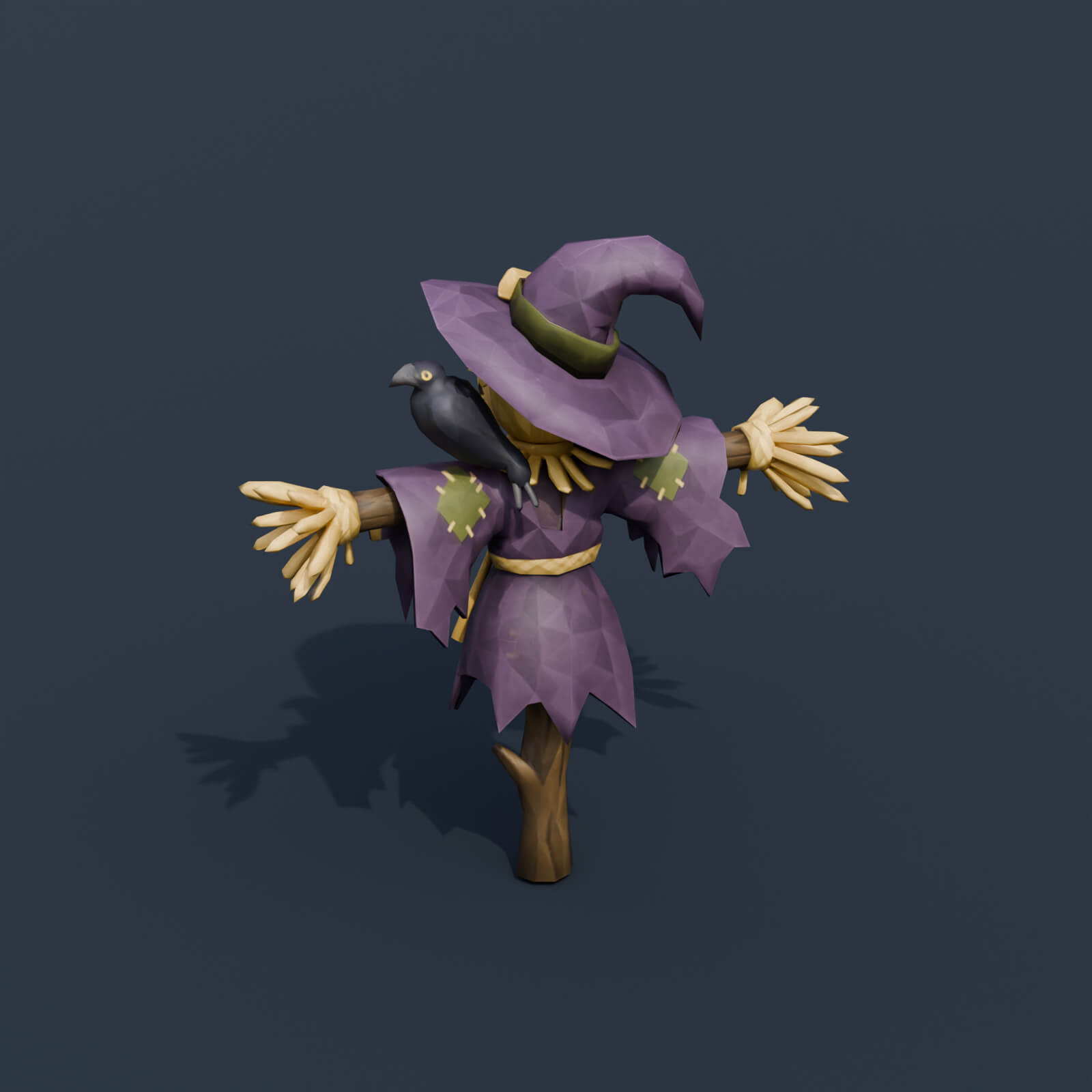 Stylized Low Poly Witch Scarecrow 3D Model