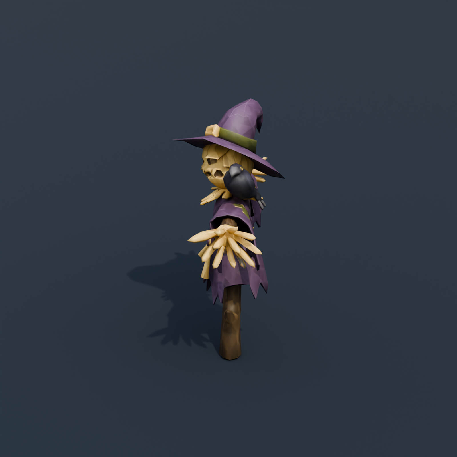 Stylized Low Poly Witch Scarecrow 3D Model