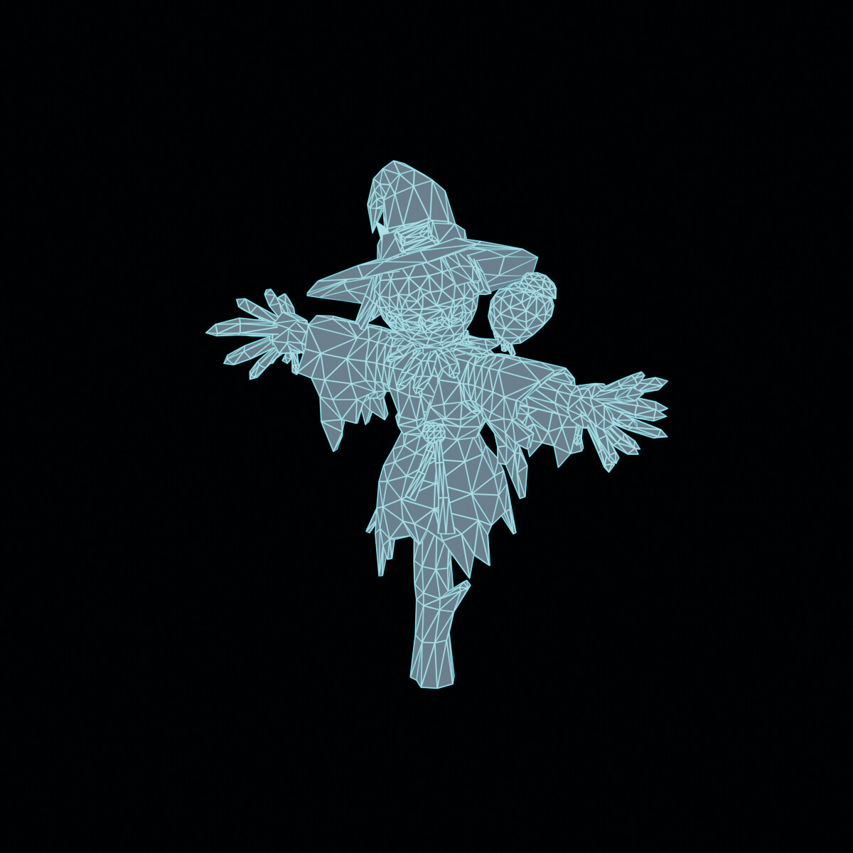 Stylized Low Poly Witch Scarecrow 3D Model