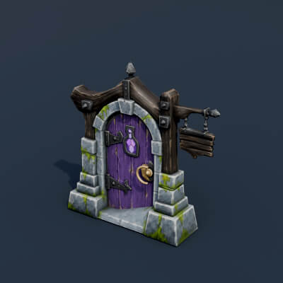 Stylized Low Poly Witch Shop Door