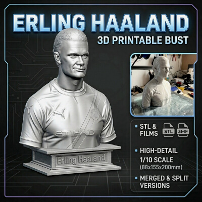 Erling Haaland – 3D Printable Bust
