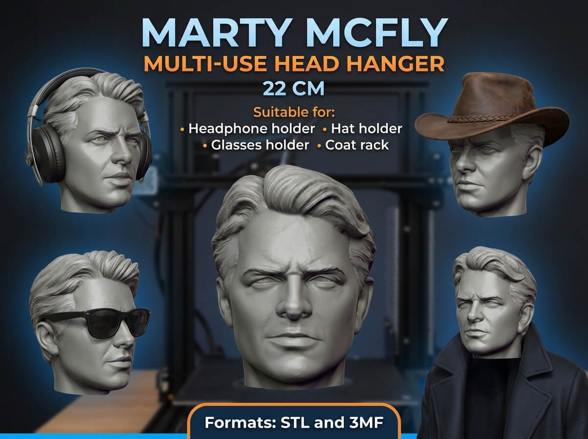 Marty McFly Multi-Use Head Hanger 3D Model