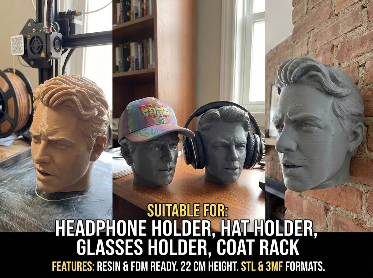 Marty McFly Multi-Use Head Hanger 3D Model