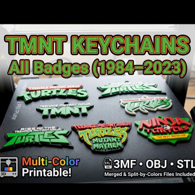 TMNT Keychains All Logo Badges 1984–2023 Printable