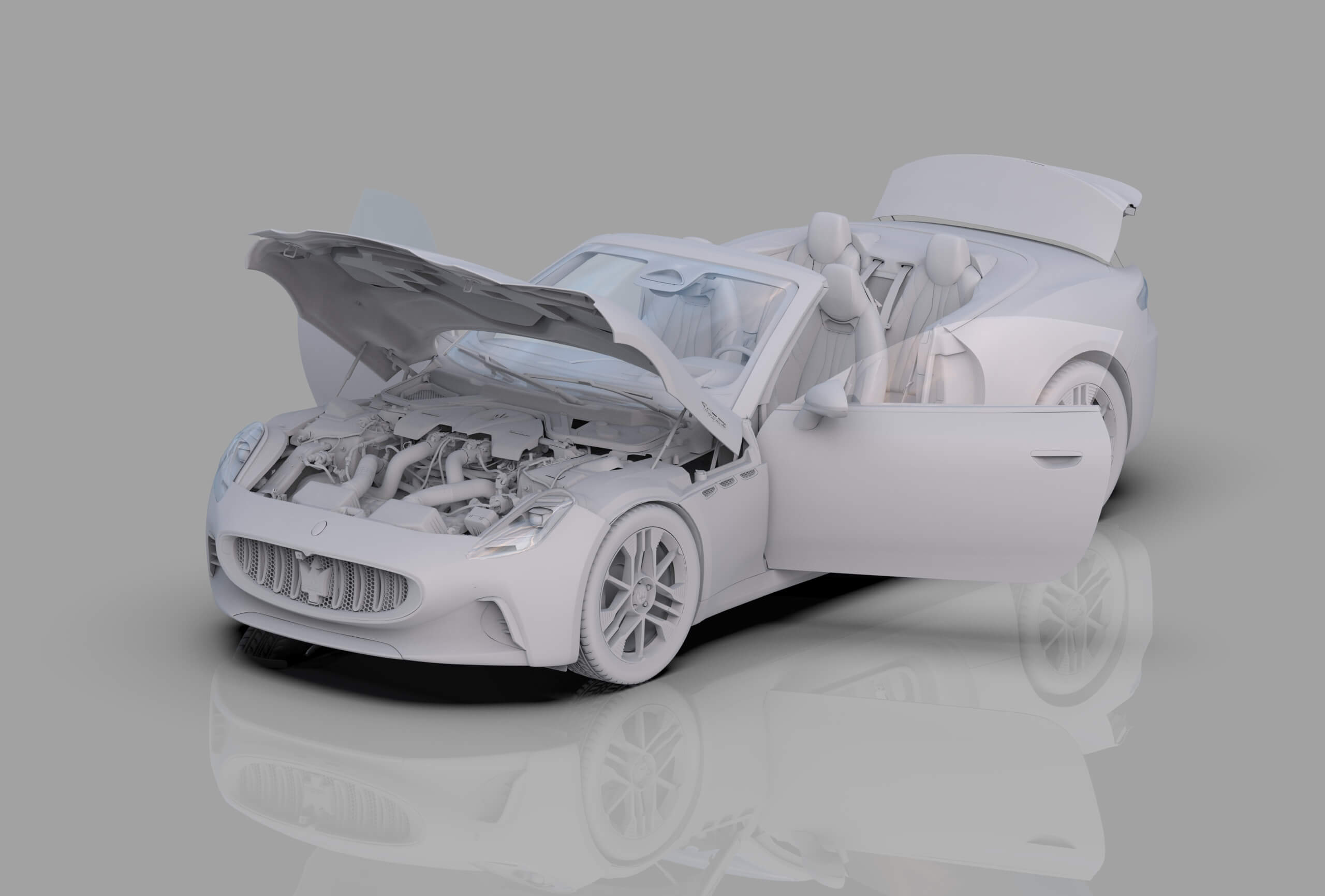 Maserati GranCabrio Folgore 2023 HQInterior 3D Model