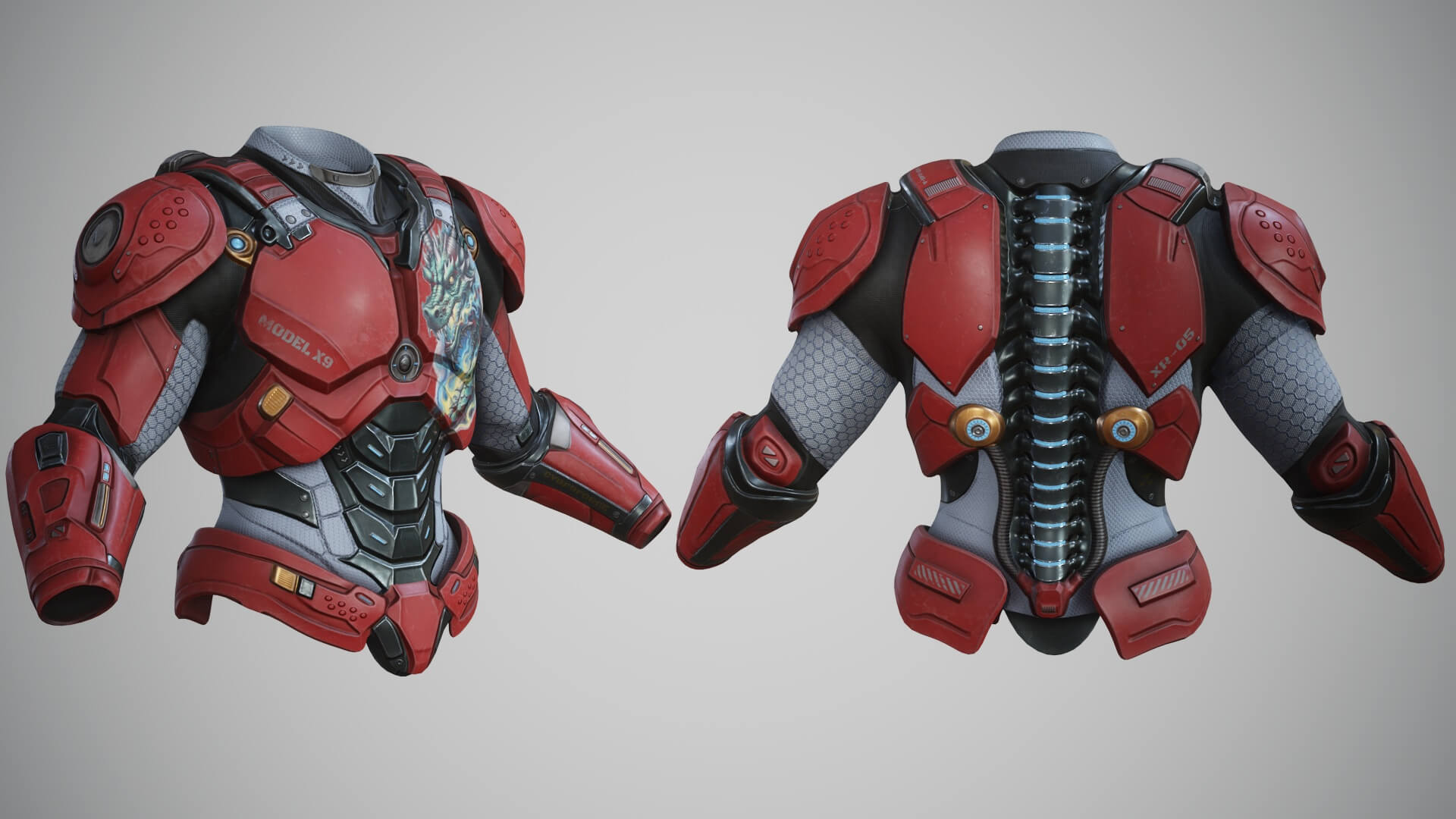 Sci-Fi Chest Armor P06 3D Model