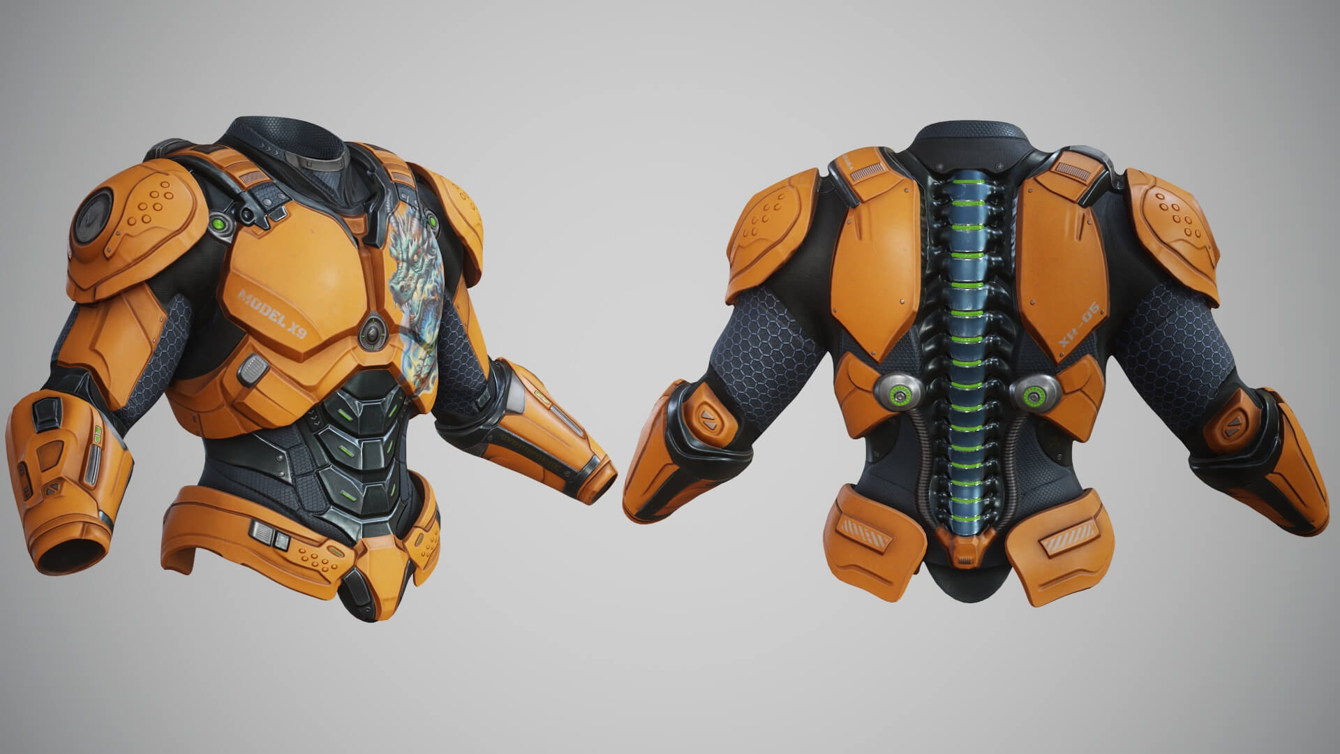 Sci-Fi Chest Armor P06 3D Model