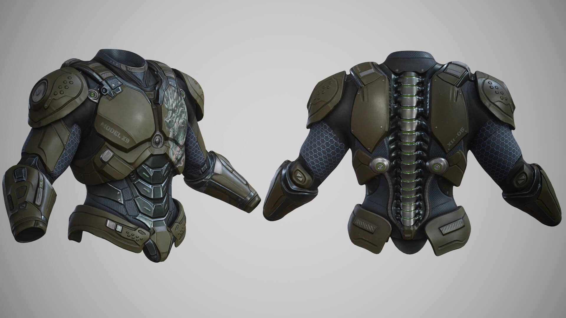 Sci-Fi Chest Armor P06 3D Model