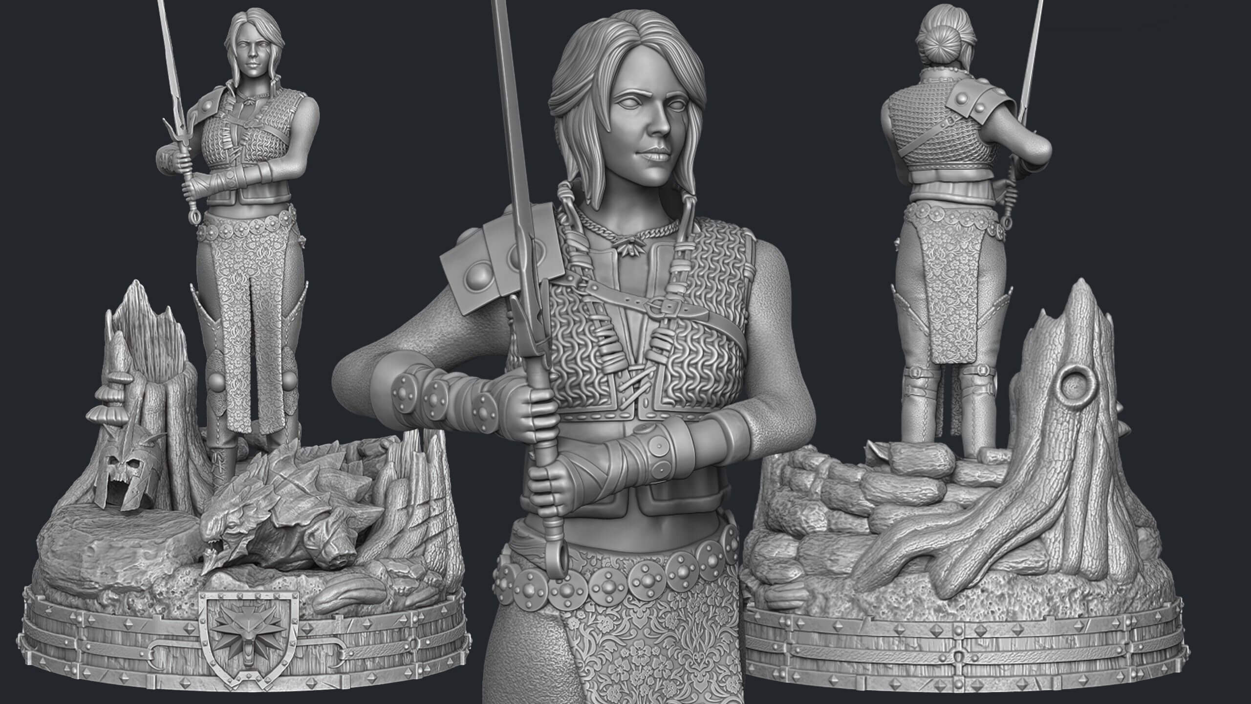 Witcher Ciri Special Figure 3D Print Model 3D Model