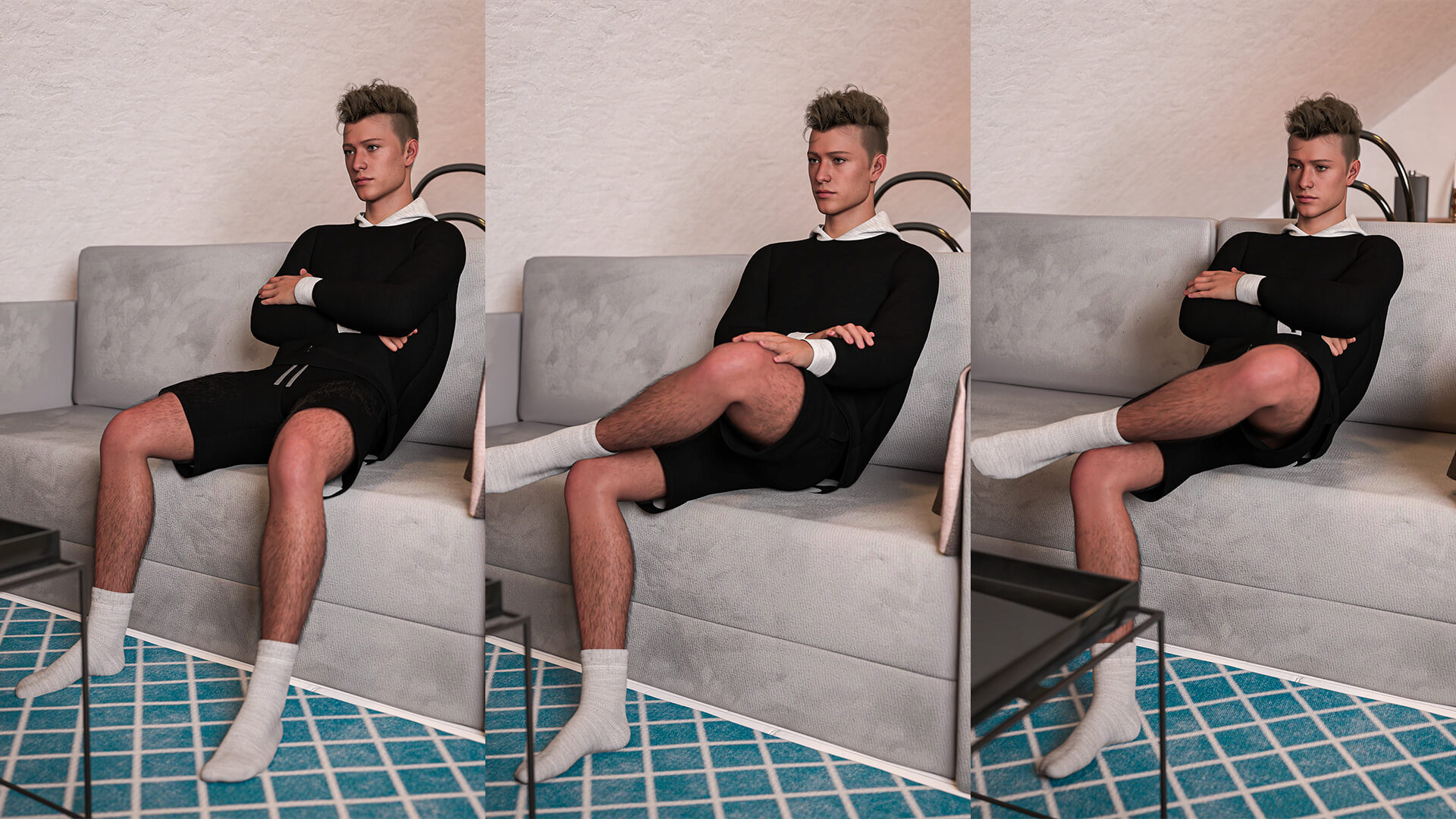Daily Sitting on a Sofa Poses for G9M Daz Content
