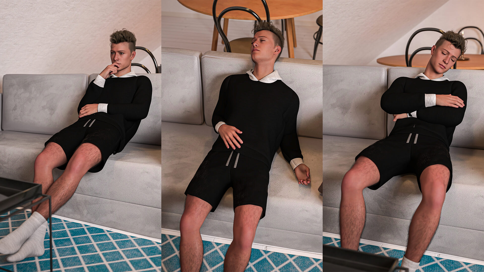 Daily Sitting on a Sofa Poses for G9M Daz Content