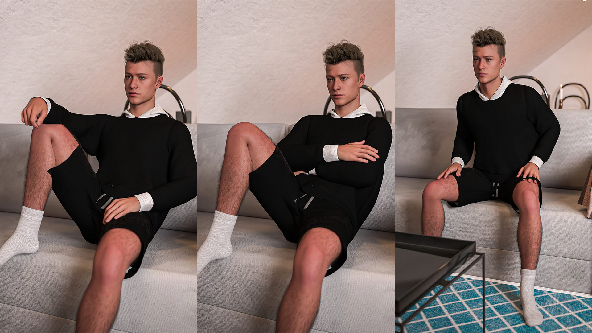 Daily Sitting on a Sofa Poses for G9M Daz Content