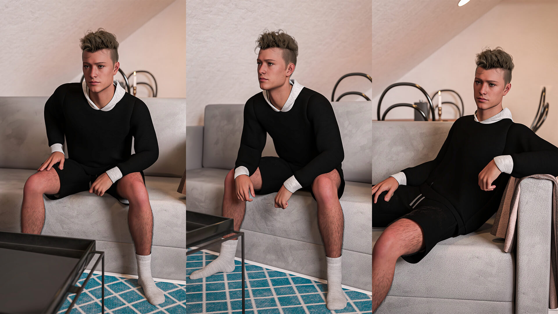 Daily Sitting on a Sofa Poses for G9M Daz Content