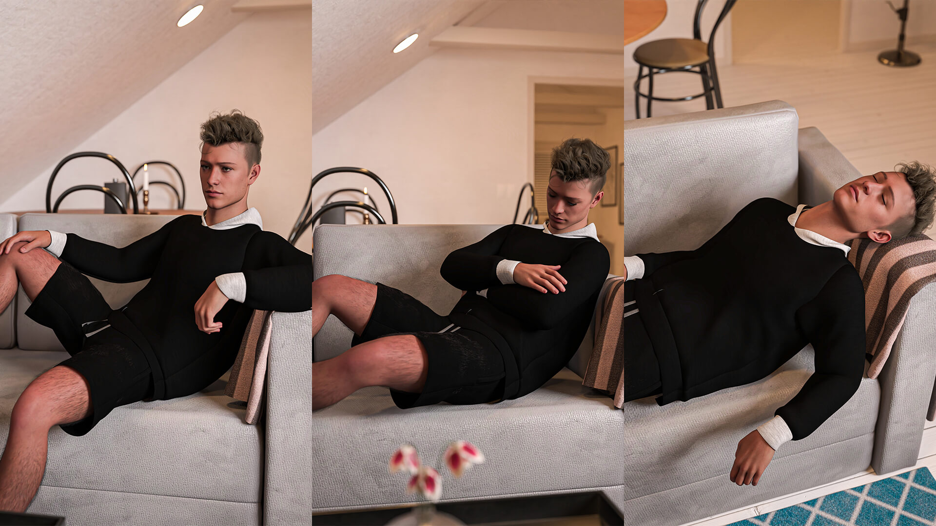 Daily Sitting on a Sofa Poses for G9M Daz Content