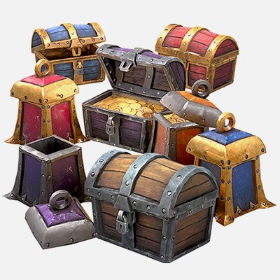 Chest Pack Stylized Gold Coins Treasure Pirate Furniture