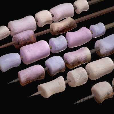 Marshmallows Colorful on Sticks Sugar Dessert