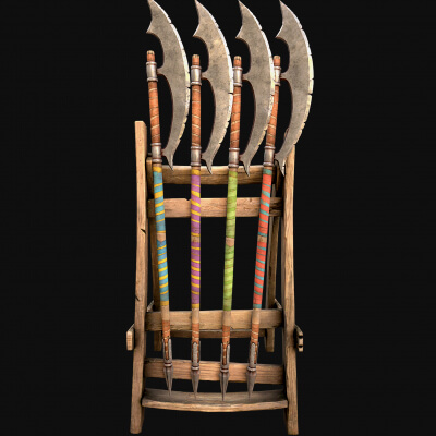 Medieval Wooden Polearms Berdysh Halberd Weapon Rack Pack
