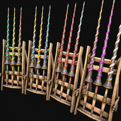 Medieval Wooden Weapon Spear Lance Rack Armory Stand