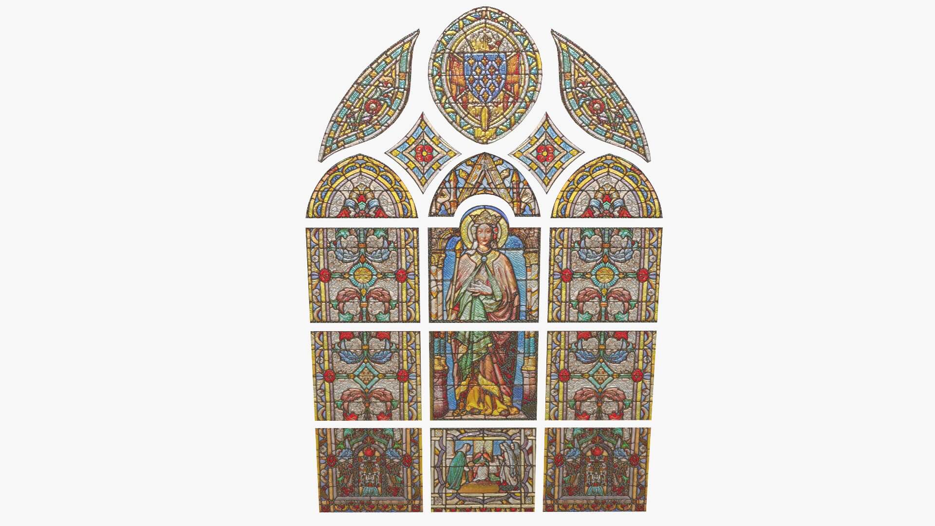 Stained Glass Window Church Medieval Temple 3D Model