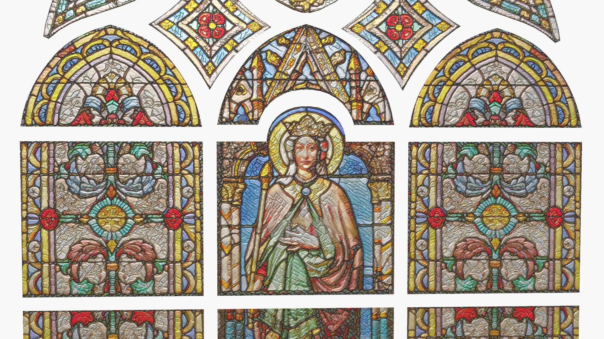 Stained Glass Window Church Medieval Temple 3D Model
