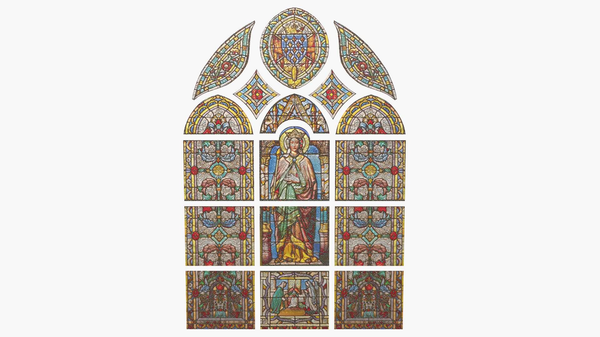 Stained Glass Window Church Medieval Temple 3D Model