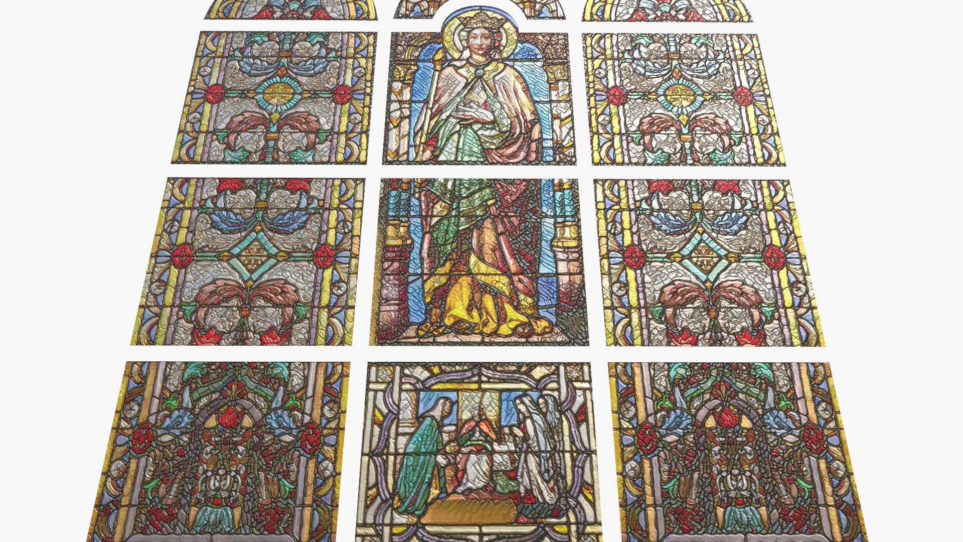 Stained Glass Window Church Medieval Temple 3D Model