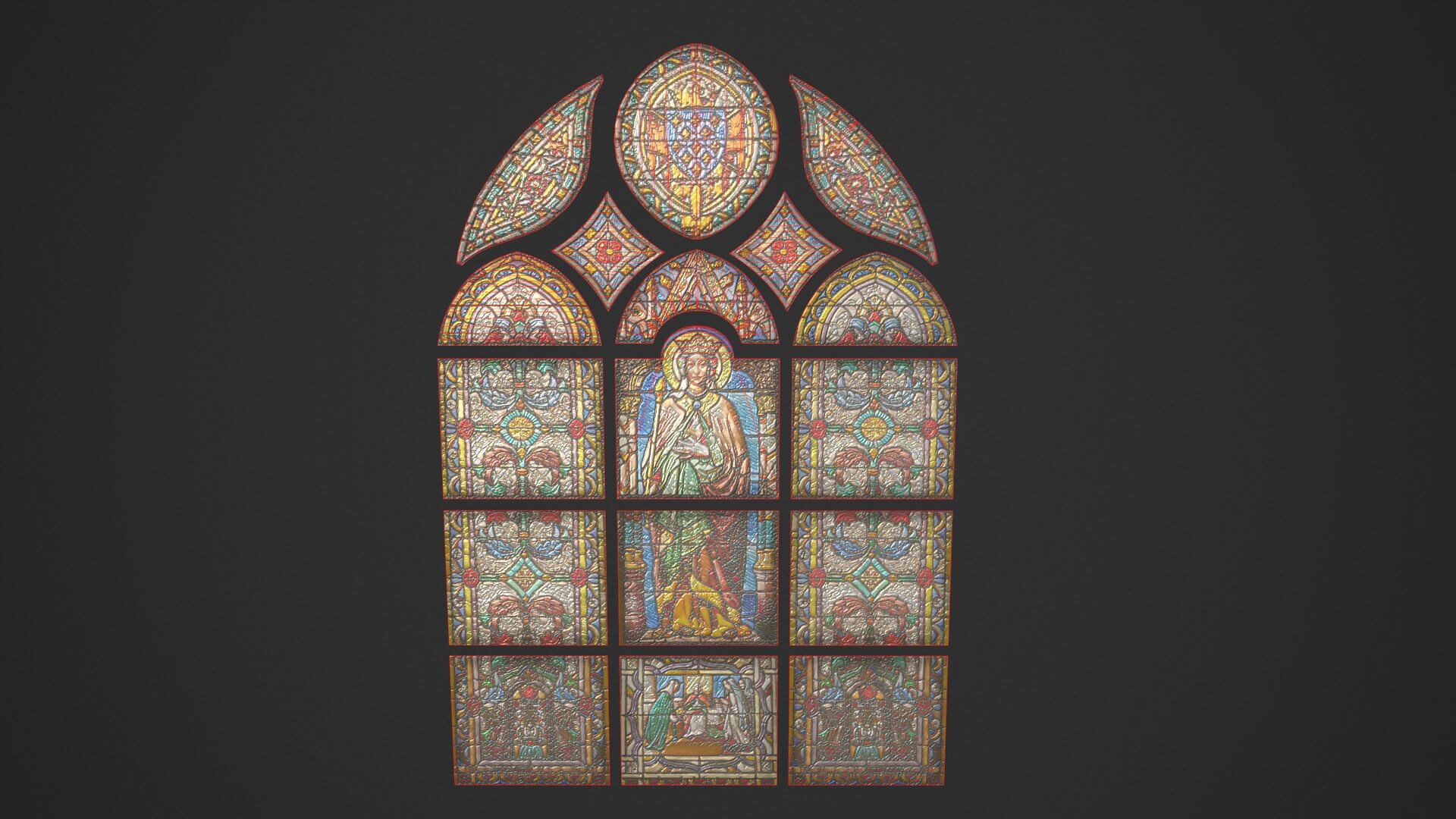 Stained Glass Window Church Medieval Temple 3D Model
