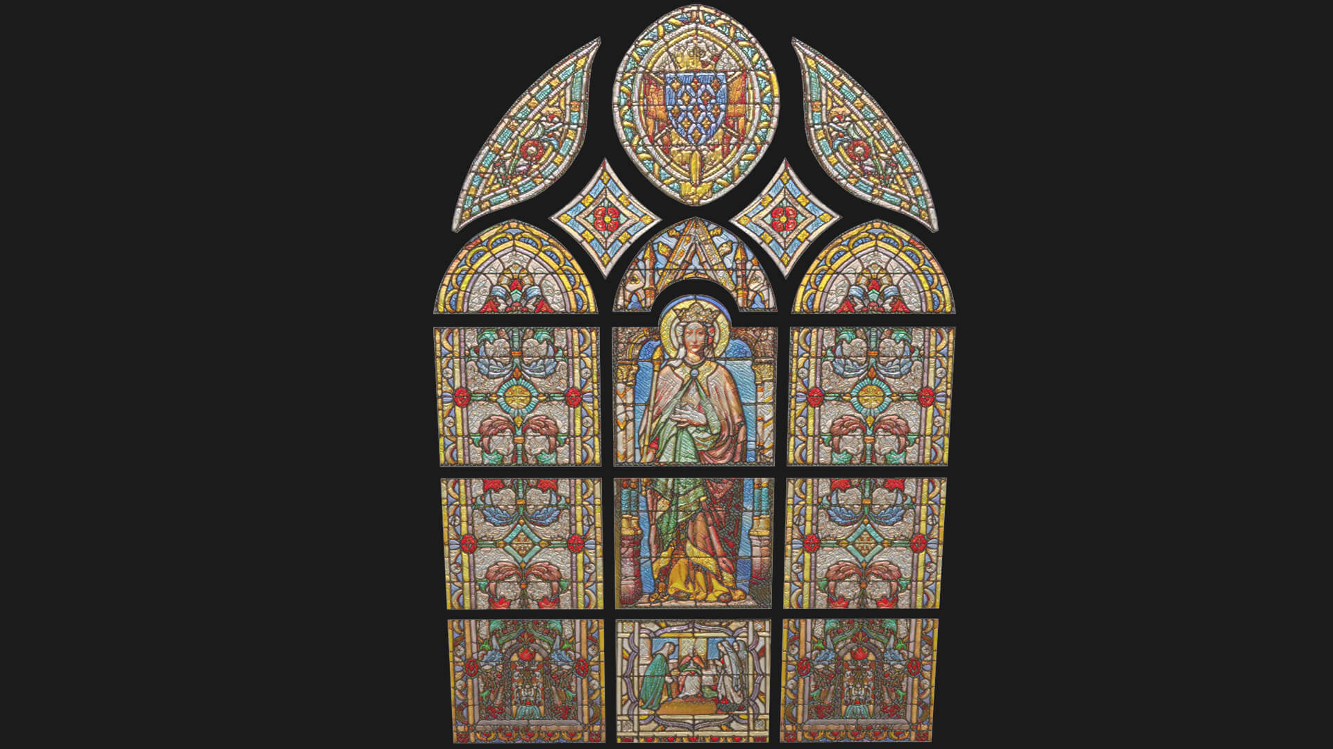 Stained Glass Window Church Medieval Temple 3D Model