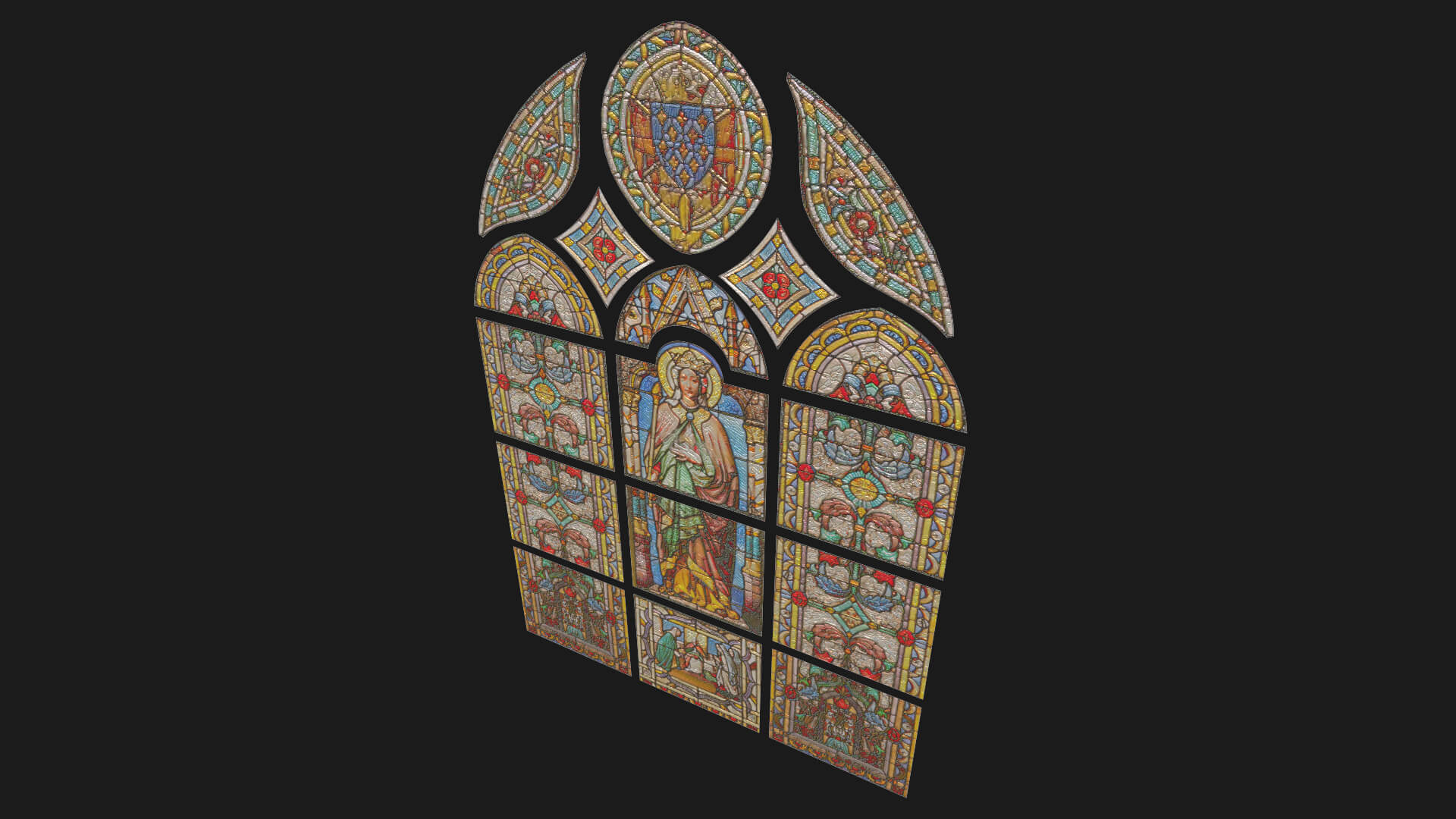 Stained Glass Window Church Medieval Temple 3D Model