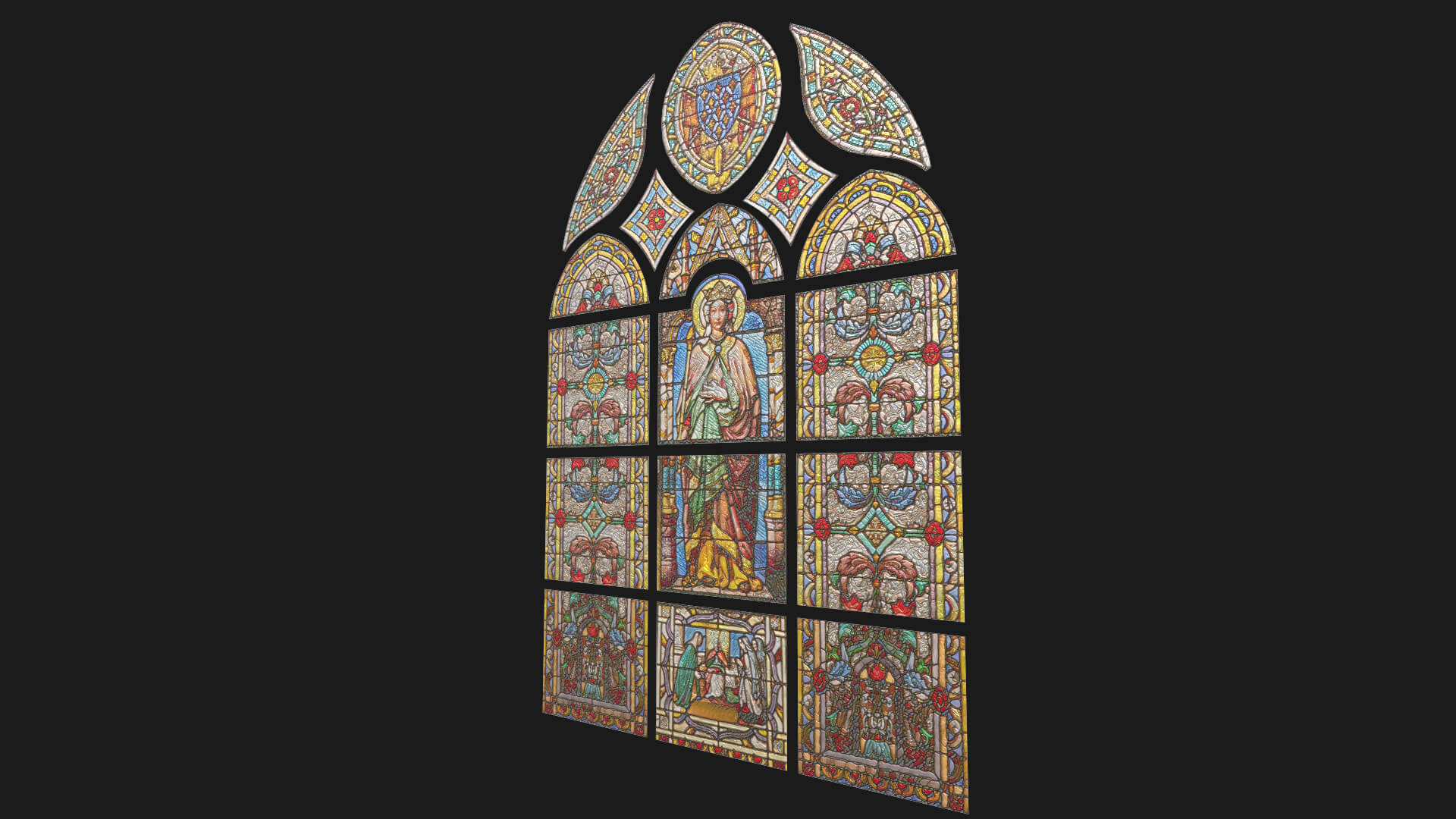 Stained Glass Window Church Medieval Temple 3D Model