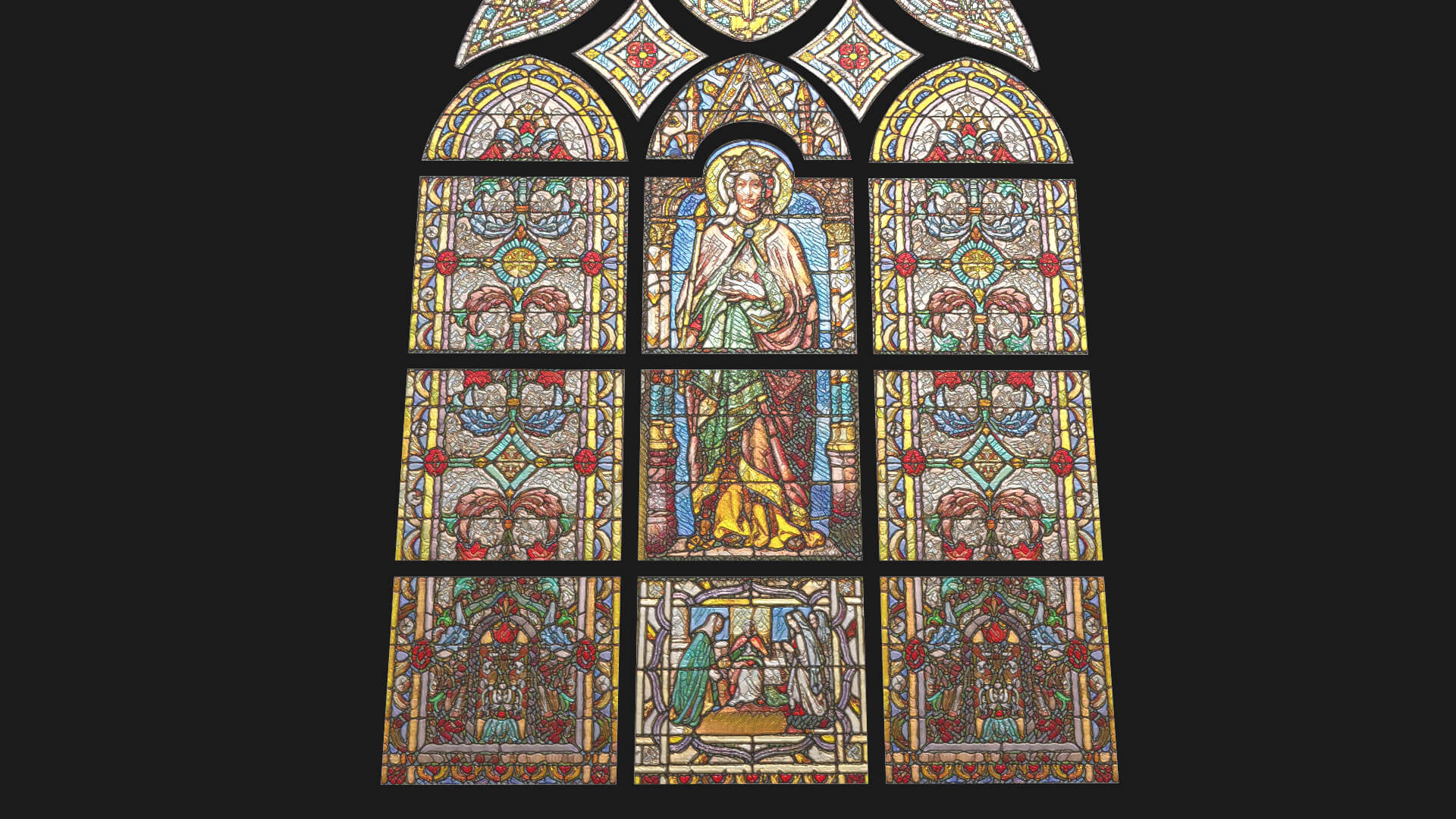 Stained Glass Window Church Medieval Temple 3D Model