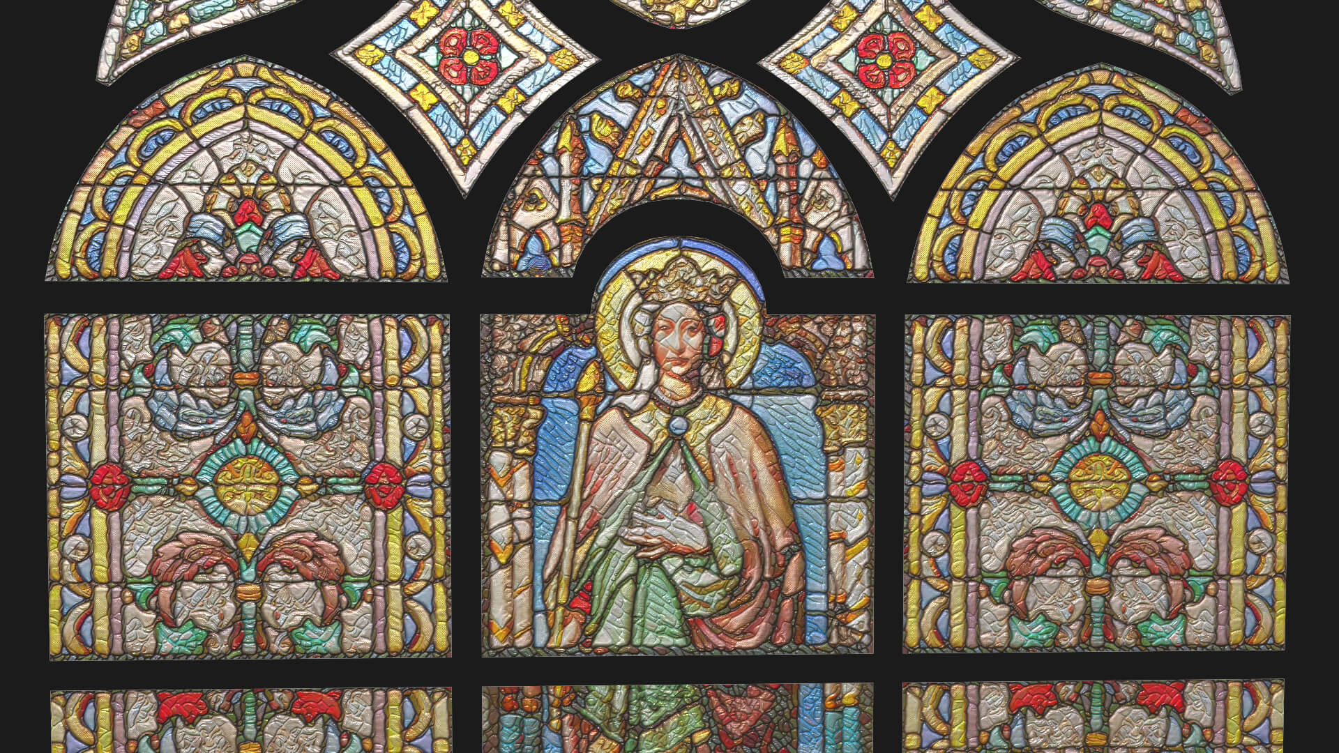 Stained Glass Window Church Medieval Temple 3D Model