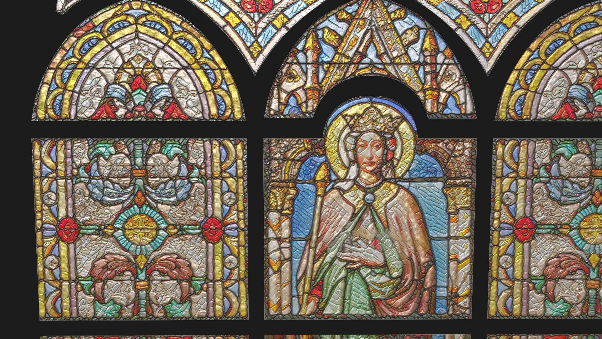 Stained Glass Window Church Medieval Temple 3D Model