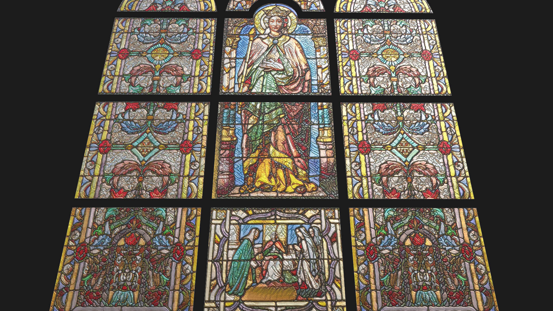 Stained Glass Window Church Medieval Temple 3D Model