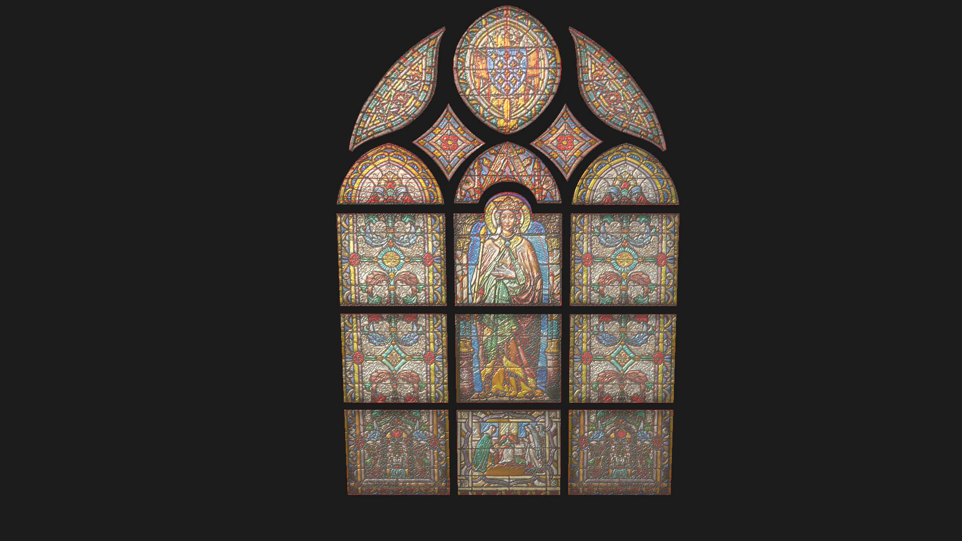 Stained Glass Window Church Medieval Temple 3D Model