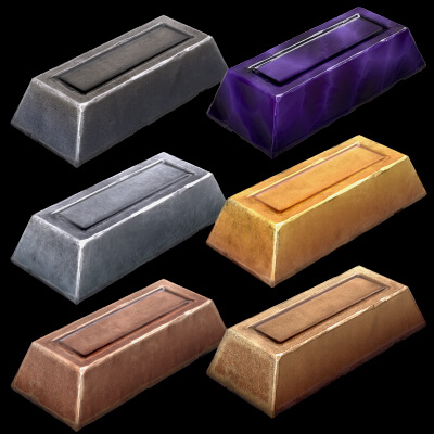 Stylized Ingots Pack Metal Bar Industrial Craft Forge Set